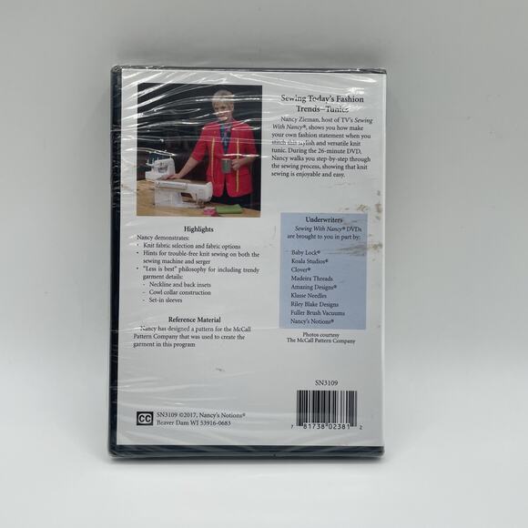 Sewing with Nancy Fashion Trends Tunics DVD Nancy Zieman New Sealed - Picture 2 of 2